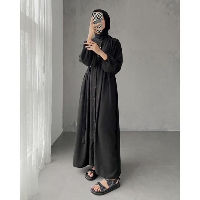 Gambar BERMUTU gamis syifa gamis wanita terbaru muslim dress tebal dan nyaman - Syifa Hitam dari Daun Werno undefined Tokopedia