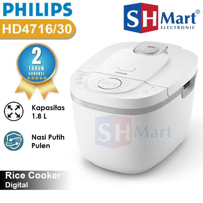 Gambar Philips Rice Cooker Digital 1.8 Liter HD4716 HD4712 FreshDefense Technology Garansi Resmi - WHITE dari SHMART ELECTRONIC undefined Tokopedia