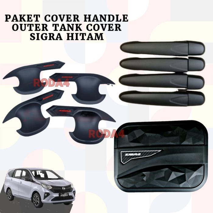 Gambar Paket Cover Handle Outer Tank Cover Calya/Sigra Hitam Carbon Aksesoris Pegangan Pintu Tangki Mobil 2016 2017 2018 2019 2020 2021 2022  2023 - SIGRA HITAM, HANDLE ONLY dari Roda4 undefined Tokopedia