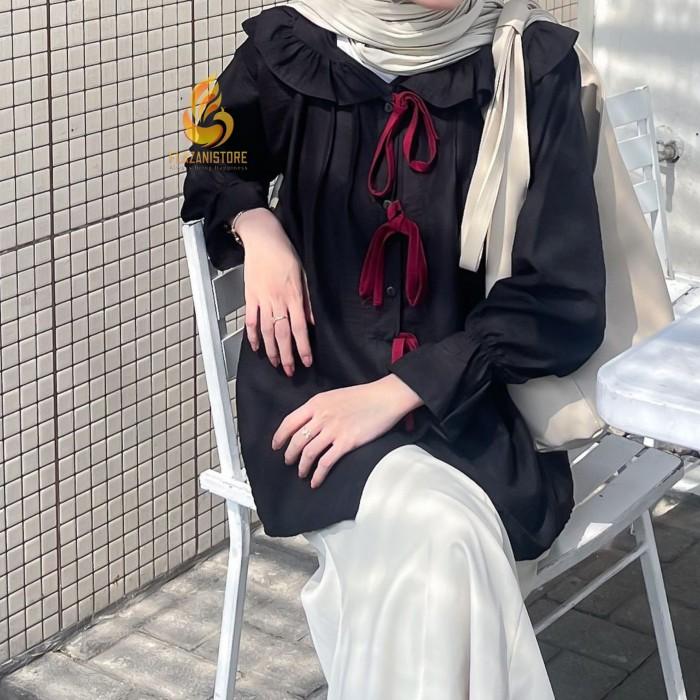Gambar Zani- Mariposa Blouse Coquette Ribbon Pololinen Size M L XL XXL - Hitam pita maro, LD 140 dari Zani Official Shop undefined Tokopedia