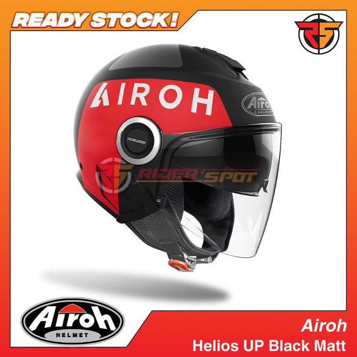 Jual Helm Airoh Helios UP Black Matt Half Face Daily Helmet Kota