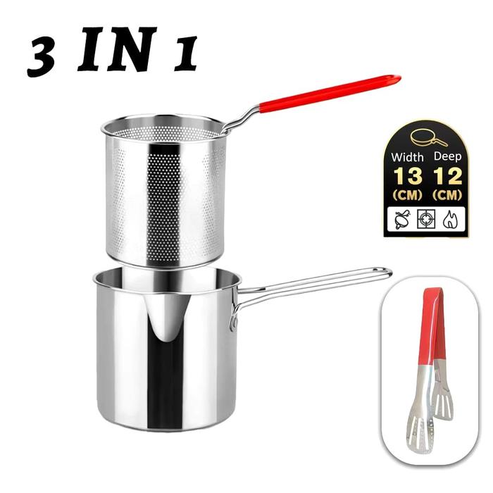 Gambar COZYLIFE Deep Fryer 2in1 3in1 4in1 Multi Stainless Steel 304 Panci Penggorengan Kentang Saringan Minyak dan Capitan Makanan Multifungsi panci goreng kentang - 3IN1 dari CozyLife.id undefined Tokopedia