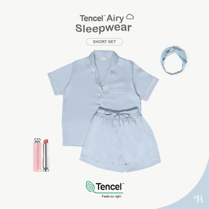 Gambar TENCEL AIRY SLEEPWEAR Short Set Premium Pajamas Piyama Korea Pendek - Cloud dari AtezzSTR undefined Tokopedia