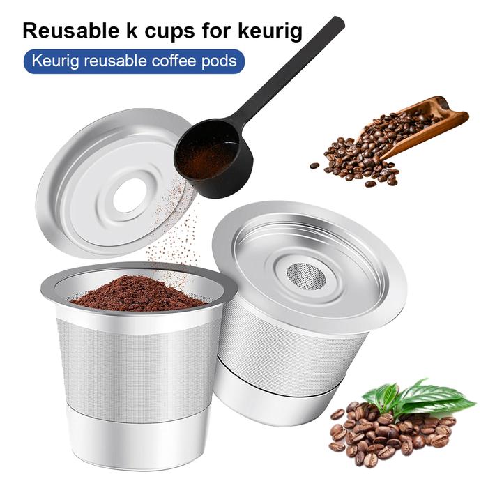 2pcs K Cup Reusable Coffee Pods Stainless Steel Refillable Reusable  Coffee Filter For Keurig 10 Coffee Maker Permanent