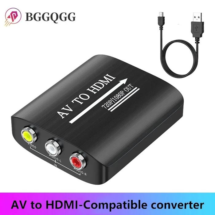 Bggqgg Av To Hdmi Converter Av To Hdmi Adapter Support 720p1080p For  Ps1ps2ps3xbox 360wiin64snesstbvhsvcrblue-ray
