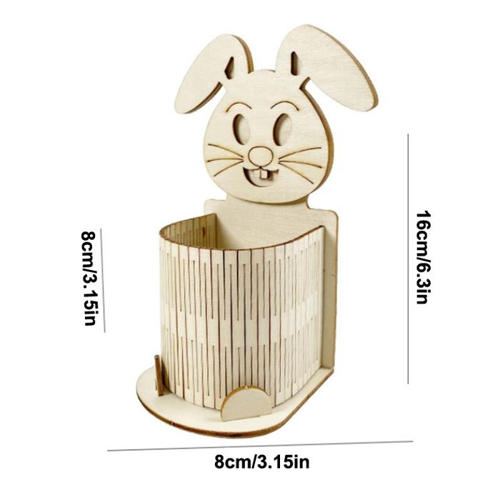 Produk Terbaru Wooden Rabbit Pen Pencil Holder Easter Pencil Holders  Portable Chocolate Egg Cup Pen Stand Desk Organizer Perfect Cute Gift Diy