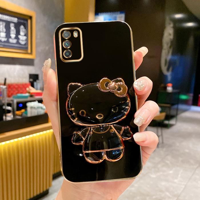Gambar TERJAMIN Stand Casing untuk Xiaomi Poco M3 M3 Pro 4G 5G Poco M2 M2 Pro Xiami PocoM3 M3Pro M2Pro PocoM3Pro PocoM2 PocoM2Pro Case hp Holder Softcase Kesing Warna Solid Cesing Kucing Berdiri Cermin Phone Elektroplated Soft Kasing - Hitam, Poco M3 Pro 5G dari Verdoze undefined Tokopedia