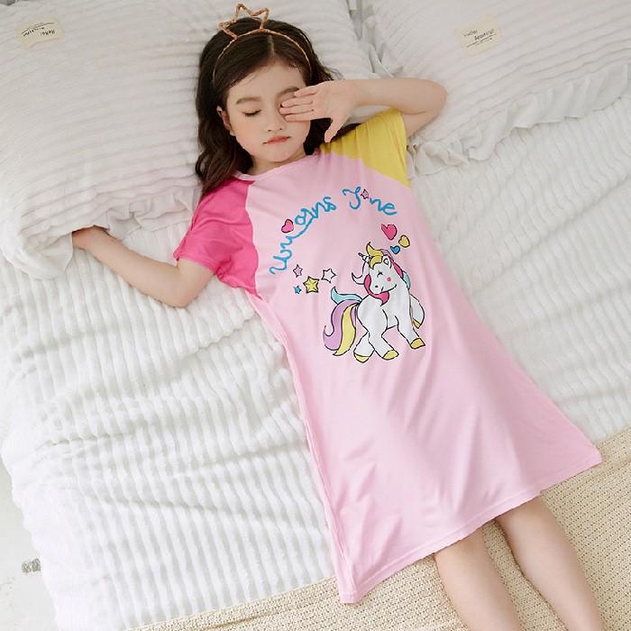 Gambar Baju Tidur Daster Anak Perempuan Lengan Pendek Motif Kartun Lucu Impor - pink unicron , 8  dari yang's fashion undefined Tokopedia