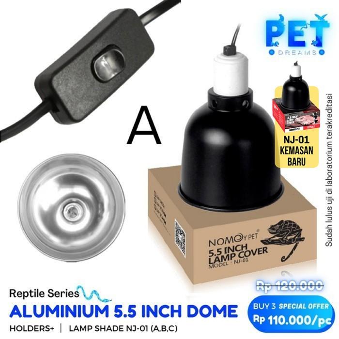 Gambar ALUMINIUM DOME 5.5" FITTING CERAMIC GANTUNG LAMPU REPTIL SULCATA KURA - NJ-01-A dari Pet Dreams undefined Tokopedia