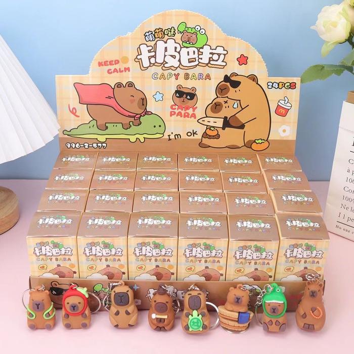 Gambar Kotak buta telur emas Mainan / 24pcs Blind box Full Case Gantungan Kunci /Kuromi/Gadis Powerpuff/Labubu/Kapipara Gantungan Kunci Boneka Kejutan Gaya Anime Kartun Lucu Gantungan Kunci Periferal Hadiah Ulang Tahun Grosir Murah - Kapipara-24pcs dari Syamco. undefined Tokopedia