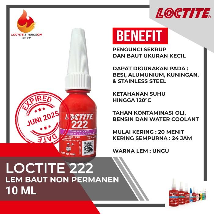 Gambar Terbaru LEM BAUT NON PERMANEN LOCTITE THREADLOCKER 222 LOW STRENGTH 10ML dari PENGEN RABI undefined Tokopedia