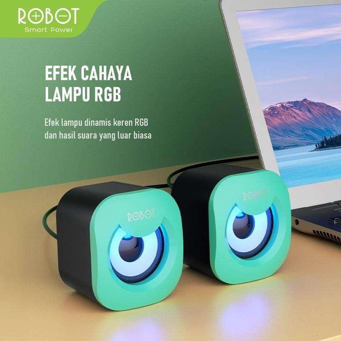 Gambar Robot RS180 Speaker Komputer Cpu Hp Multimedia USB Speaker RGB 4W - Biru dari arobet undefined Tokopedia