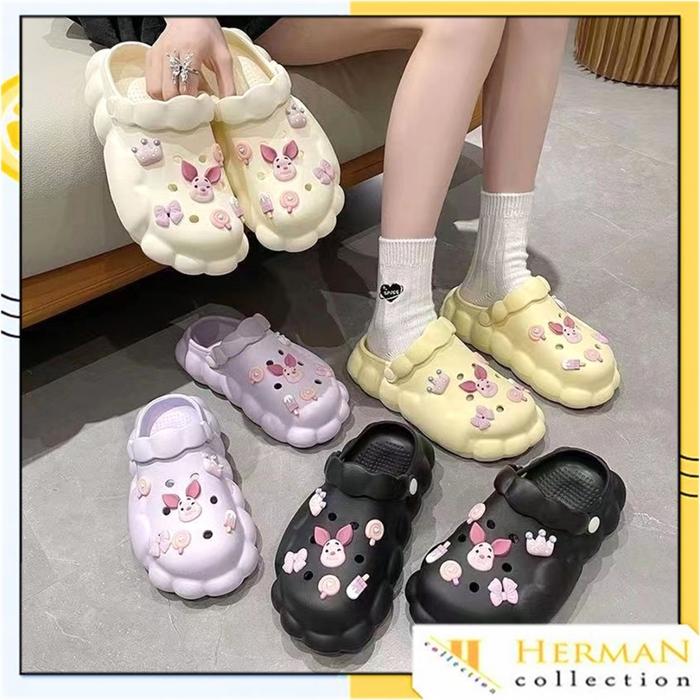 Gambar HC Sandal Kodok Slop Wanita 6851 Free Hiasan Kartun Sendal Baim Karet Anti Slip Bentuk Awan Sepatu Sandal Unisex Bahan Karet Elastis Slipper dari Fairoezz undefined Tokopedia