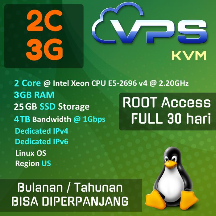 Jual VPS LINUX CORE GB RAM SSD 1Gbps ROOT FULL 30