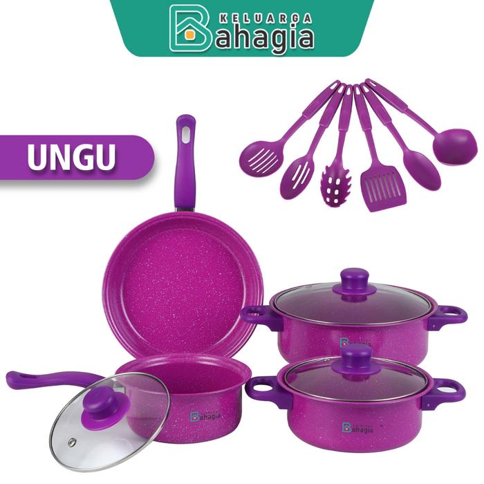 Gambar [Kb] Cookre 13In1 Panci Set Stainless 7Pcs Tutup Kaca Spatula Isi 6Pcs Multifungsi / I Lengket Murah - Set13in1-Ungu dari blackshoesh undefined Tokopedia