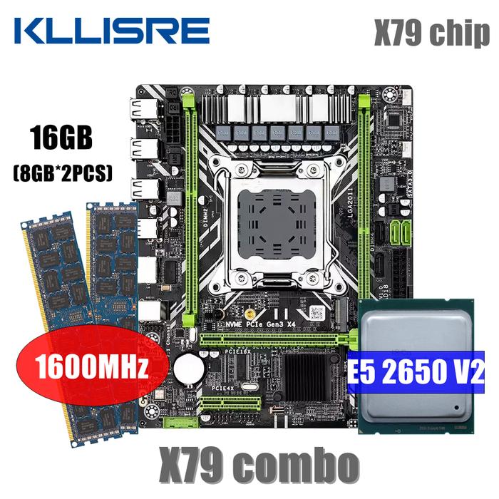 Jual Kllisre X79 motherboard combo kit set LGA 2011 E5 2650 V2 CPU