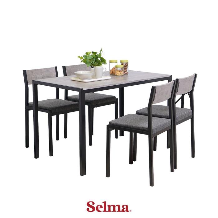 Gambar Selma Happy Set Meja Makan 4 Kursi - Abu-Abu/Hitam dari Selma Indonesia undefined Tokopedia