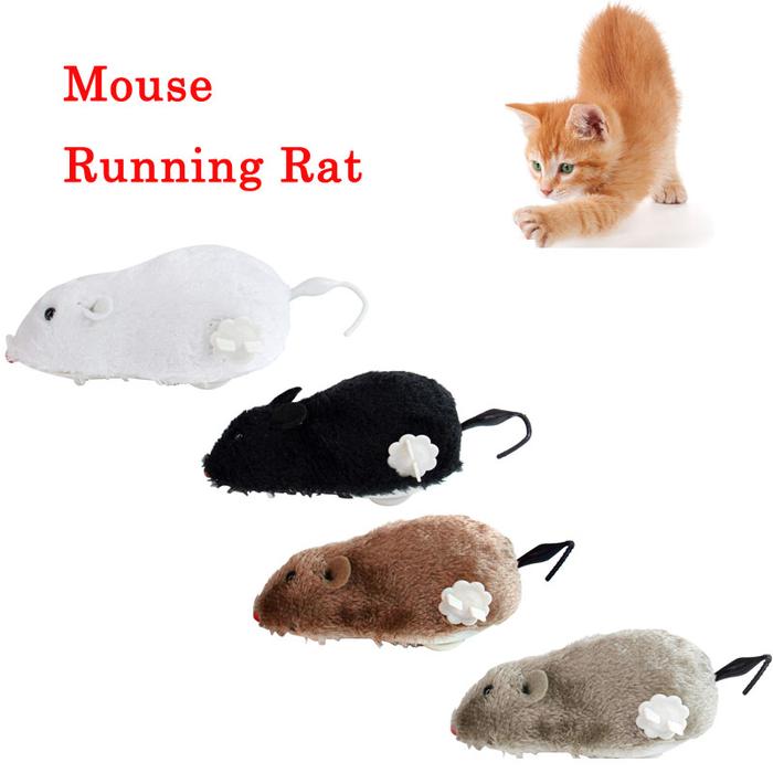 1pcs Clockwork Toy Wireless Winding Mechanism Toy Plush Mouse Running Rat  Toy For Cats Dogs Tail Mouse Pets Kids Random Color