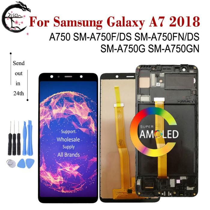 A750 Display With Frame For Samsung Galaxy A7 2018 Lcd Display A750fds  A750fn A750g Screen Touch Digitizer Assembly Reaplcement