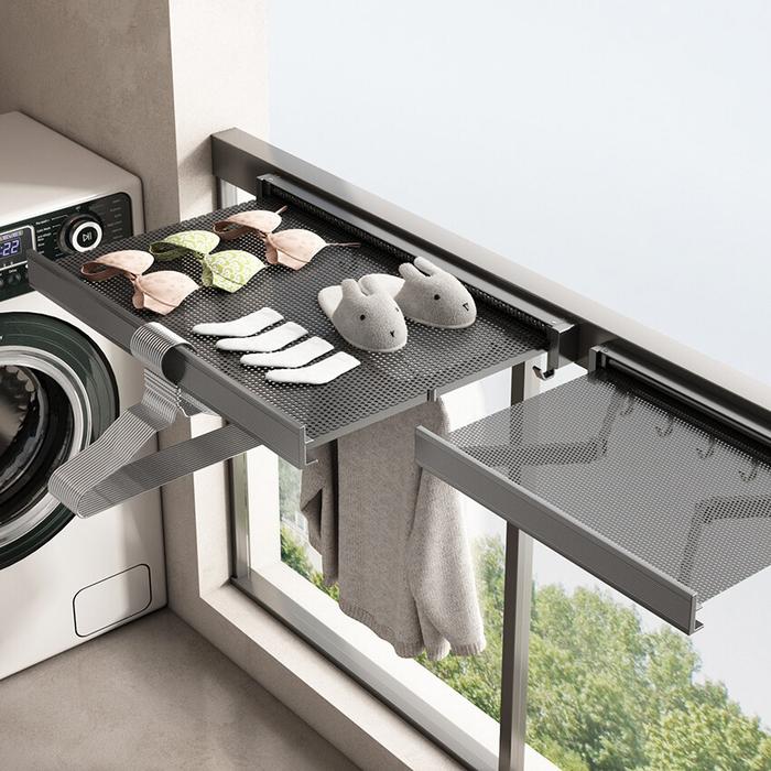 Jual Bathroom Folding Storage Shelf Wall Mounted Aluminum Alloy