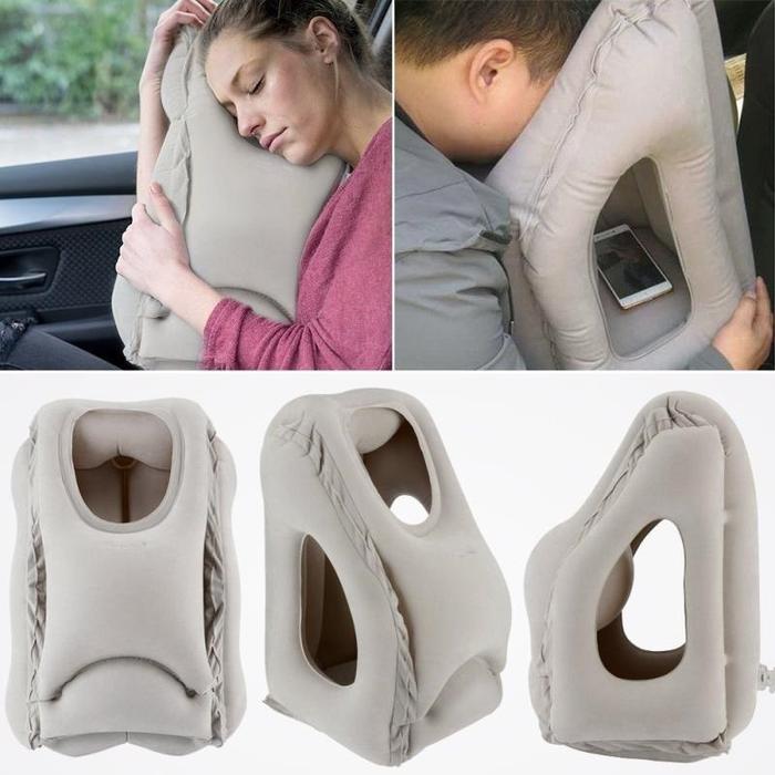 Jual Upgraded Inflatable Air Cushion Travel Pillow Headrest Chin