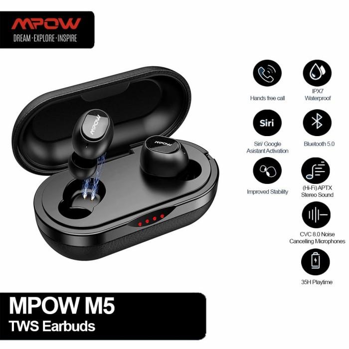 Jual Terlaris Mpow M5 Tws Original True Wireless Earphone Hifi