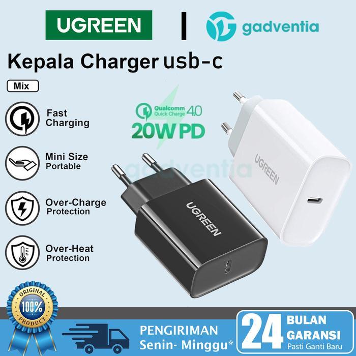 Jual UGREEN Wall Charger Kepala Adaptor Usb-C 20W iPhone 11 12 13 - Main Image