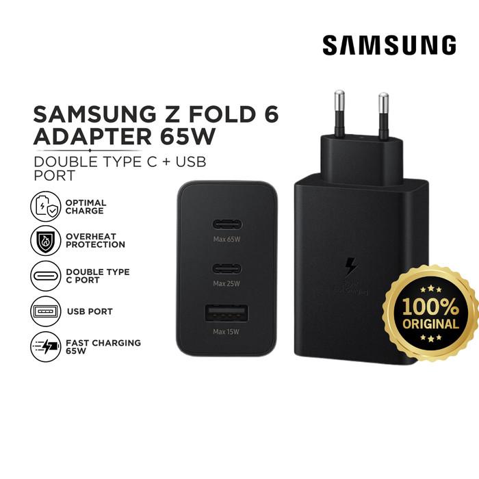 Gambar Charger Samsung Galaxy Z Fold 6 Power Adapter Trio 65W Super Fast Charging Original 100% - 65W dari SmartClick.id undefined Tokopedia