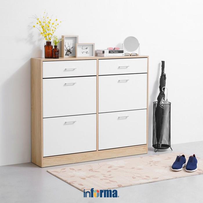 Gambar Informa Thomas Kabinet Sepatu 4 Tingkat Dengan 2 Laci - Cokelat Walnut Loker Tempat Sendal Organizer Lemari - Putih dari Informa Indonesia undefined Tokopedia