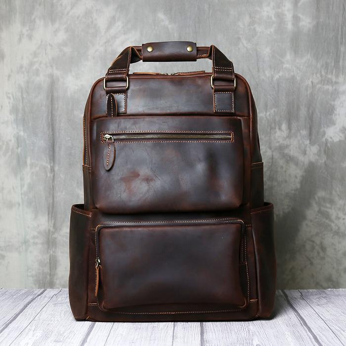 Top Layer Cowhide Oversized Backpack Made Of Genuine Leather Men  High-capacity Computer Backpack Casual Business Travel Backpack