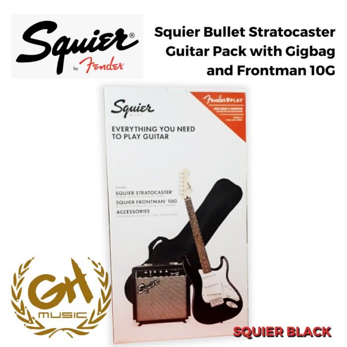 Gambar Squier Sonic Stratocaster Guitar Pack w/Gigbag & Frontman 10G - Hitam dari Rahmat Musics undefined Tokopedia