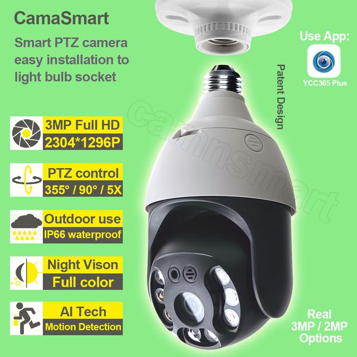 Gambar Dropshipping kamera Wifi Onvif 3MP E27 bohlam lampu PTZ tahan air 4X dari SINAR GEMILANG TOKO undefined Tokopedia
