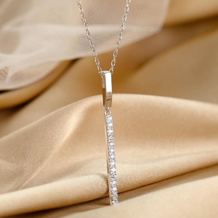 New 925 Sterling Silver Rectangle Necklace Delicate Charm Geometric Shape  Pendant Choker Birthday Gift For Women Fine Jewelry