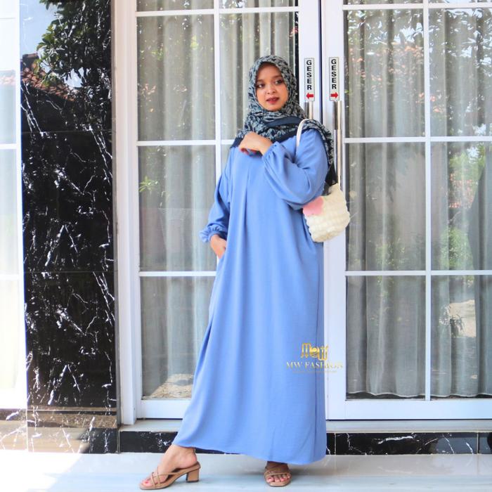 Gambar GROSIR HIJABKU Aluna Dress Crinkle /Daster Gamis Crinkle Airflow Jumbo Lengan Panjang /Kaftan Crinkle Airflow / Gamis Crinkle Lengan Balon Jumbo Model Busui(Kaftan Aluna) dari asepsuband undefined Tokopedia