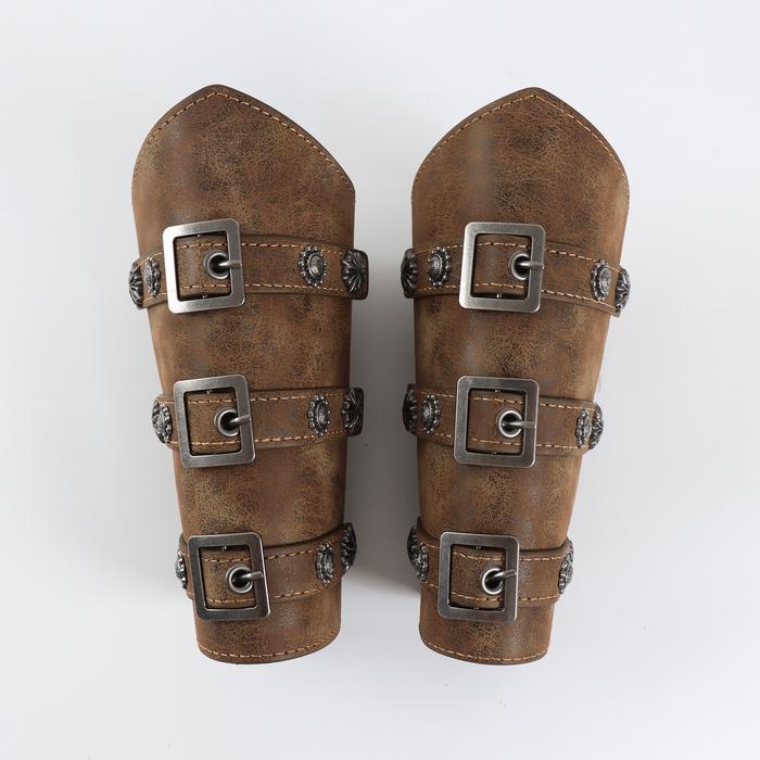 Men Medieval Armor Pu Leather Arm Warmers Lace-up Viking Pirate Knight  Gauntlet Wristband Bracer Cosplay Props Punk Accessories