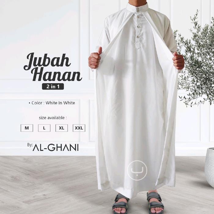 Gambar SALE TERMURAH 1 SET JUBAH LUAR DALAM,JUBAH GAMIS PRIA MUSLIM,JUBAH HANAN 2 IN 1 EXLUSIVE,JUBAH MEWAH, JUBAH PRIA PREMIUM BAHAN KATUN EXCLUSIVE ORIGINAL BY AL-GHANI KANCING MUSLIM,JUBAH GAMIS PRIA LENGAN PANJANG NAVY DEWASA JUBAH ROMPI READYY - white in white, M dari TokoFASTZX44 undefined Tokopedia