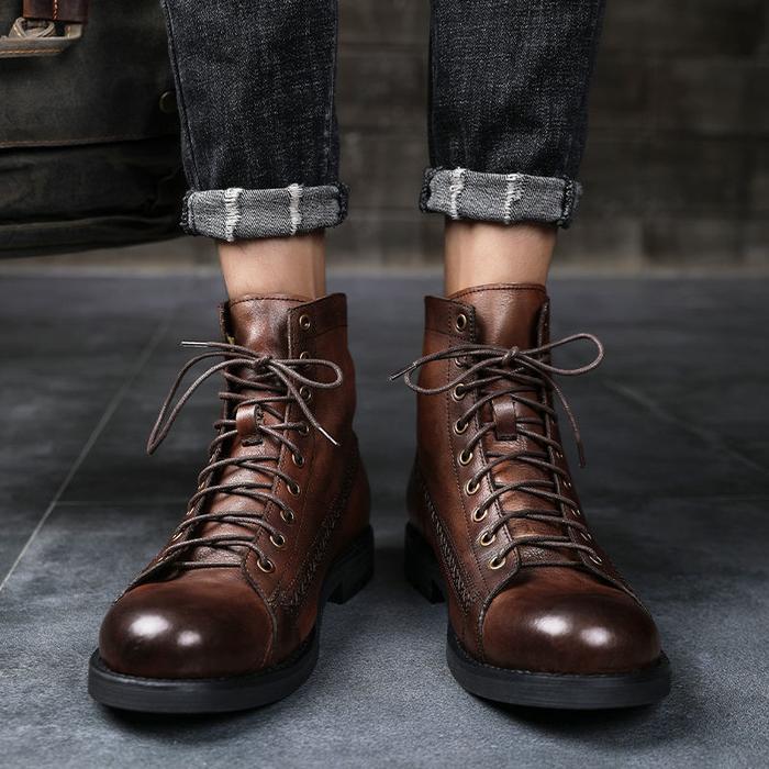 Jual Luxury Men's Boots Handmade Retro Men Ankle Boots High