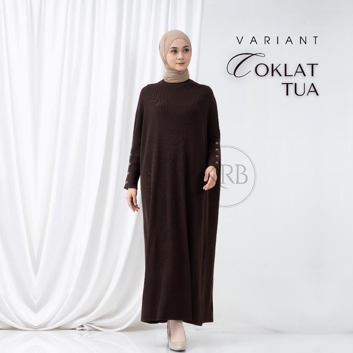 Gambar KRB Gamis Batwing Kancing Anti Karat Lesti Gamis Lebaran Rajut Maroon - Coklat Tua dari kampungrajutanbandung undefined Tokopedia