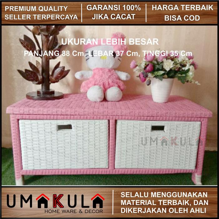 Gambar NEW LEMARI RAK ROTAN SINTETIS Meja Bufet TV 2 Laci Ruang Tamu Model Minimalis Modern Murah Terbaru - Baby Pink dari inikkemeja848 undefined Tokopedia