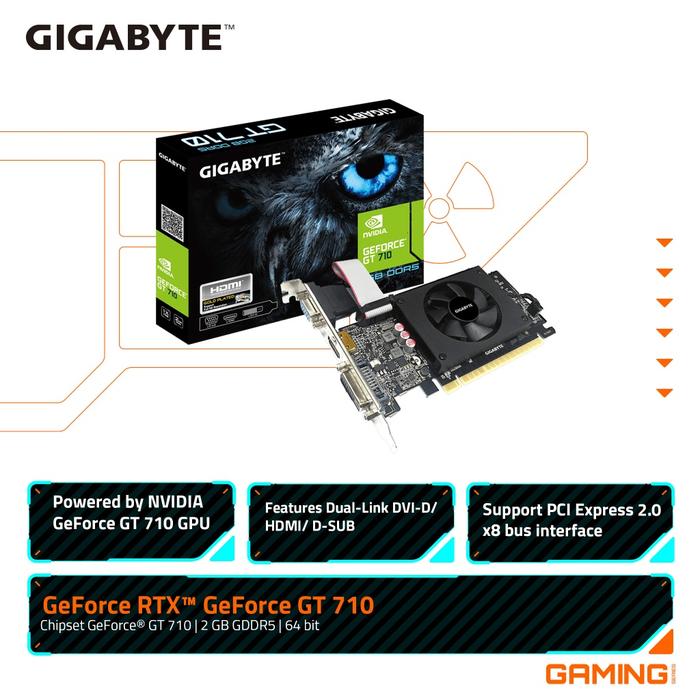 Pci Express Gigabyte Nvidia Geforce Gt 710 2gb Ddr5 Gt 710 Geforce
