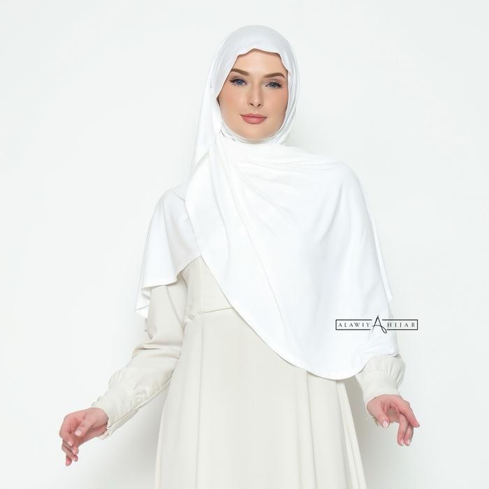 Gambar Alawiyahijab - Rabia Eco-Alsoft Pashmina Bawal 2In1 Anti Bacterial Tencel Modal (Bukan Pashmina Kaos Rayon/Jersey) Berkualitas - Putih dari miarustia undefined Tokopedia