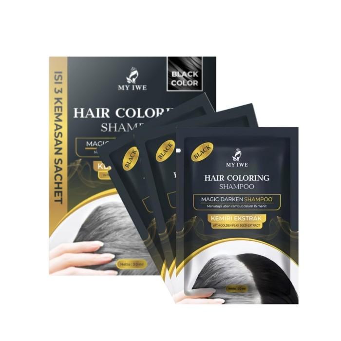 Gambar MYIWE HAIR COLORING SHAMPOO 30ml x 3 SACHET - SHAMPO MY IWE UNTUK PEWARNA UBAN RAMBUT PUTIH - BLACK dari NVN Store Online undefined Tokopedia