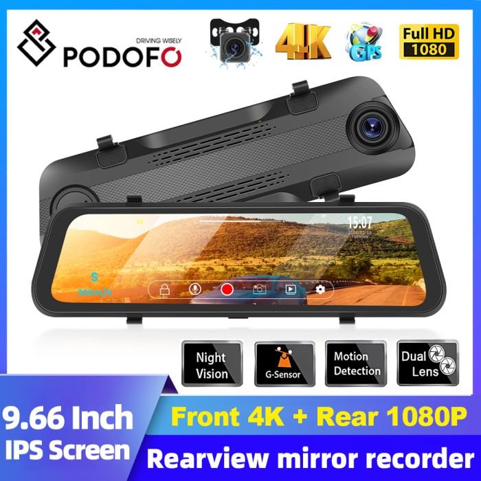Jual PODOFO CAR REAR VIEW MIRROR CAMERA 4K DASH CAM FRONT