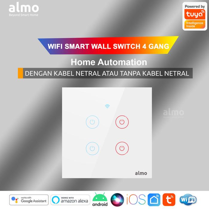 Gambar ALMO Tuya Wifi Smart Switch EU 4 Gang Saklar Home Automation IoT - Putih dari ALMO Smart Home undefined Tokopedia