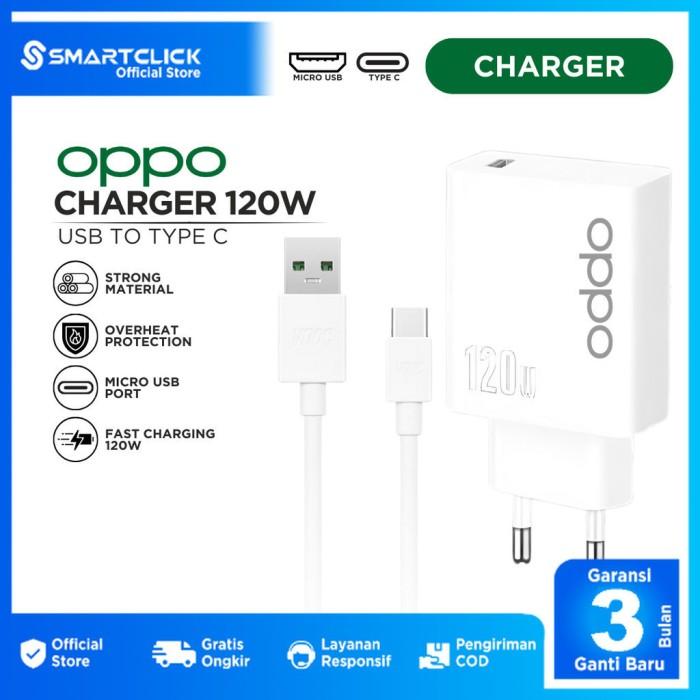 Gambar Charger Oppo 120W Super Vooc Micro USB Fast Charging Original 100% - Type C dari SmartClick.id undefined Tokopedia