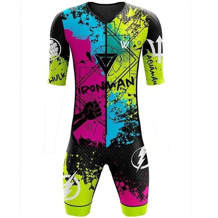 Jual Triathlon Skinsuit Men's Pro Team Race Cycling Thin Pad Suit