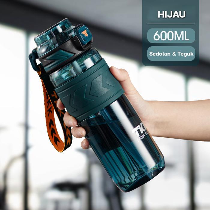 Gambar TKK 1019 botol minum cowok 600ml Tritan BPA FREE botol minum dewasa 1 liter sedotan dan langsung minum botol minum sedotan dewasa botol minum sekolah Premium Water Bottle Air - Hijau-600ml dari sorteangcell undefined Tokopedia