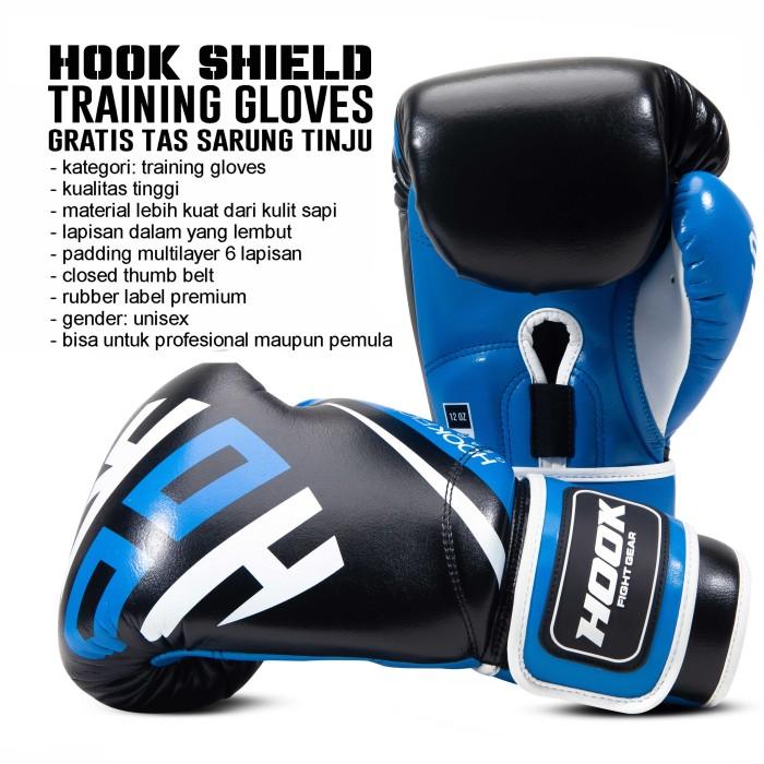 Gambar SARUNG MUAYTHAI HOOK, BOXING GLOVES HOOK, SARUNG TINJU HOOK FIGHT GEAR - LEOPARD-BLACK, 10 OZ - Shield Blue, 12 OZ dari Sporty Keren undefined Tokopedia