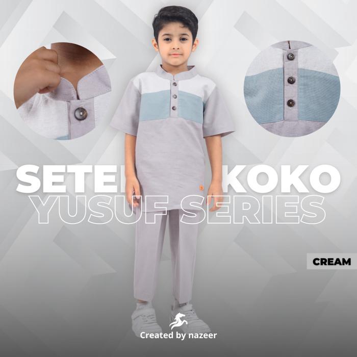 Gambar Baju Koko Anak Setelan 2 sd 12 Yusuf Kids koko anak Laki-Laki baju dan celana Nazeer - Cream, 2 dari osamustore undefined Tokopedia
