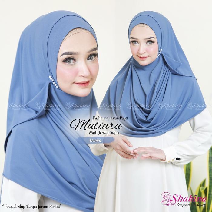 Jual Pashmina Lebaran Mutiara Payet Muka Jersey Super Tinggal